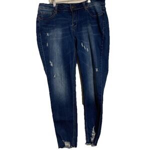 Suzanne Betro Jeans Womens Sz 12 Blue Denim Stretch Pants Embroidered Pockets